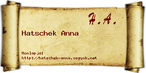 Hatschek Anna névjegykártya